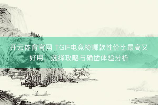 开云体育官网 TGIF电竞椅哪款性价比最高又好用，选择攻略与确凿体验分析