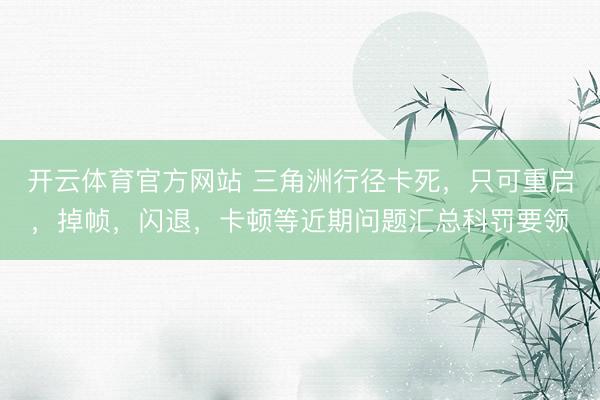 开云体育官方网站 三角洲行径卡死，只可重启，掉帧，闪退，卡顿等近期问题汇总科罚要领