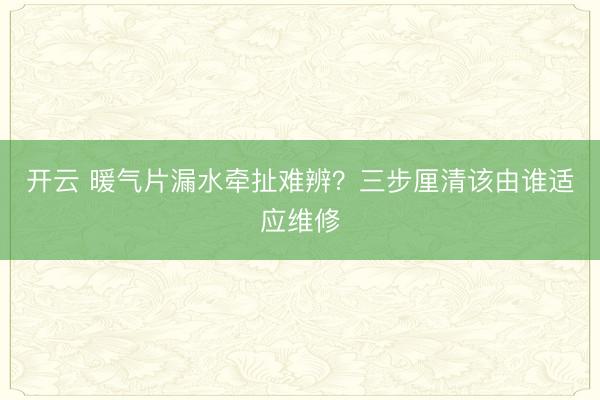 开云 暖气片漏水牵扯难辨？三步厘清该由谁适应维修