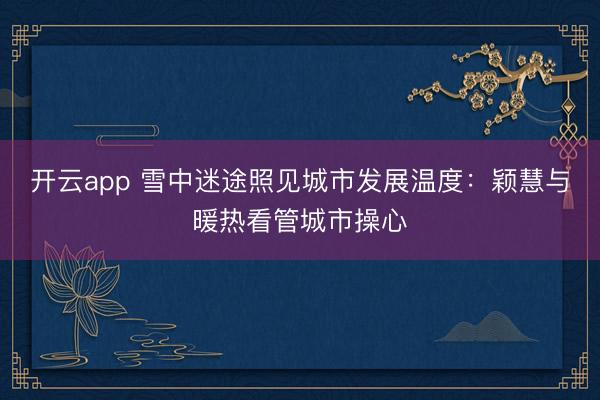 开云app 雪中迷途照见城市发展温度:颖慧与暖热看管城市操心