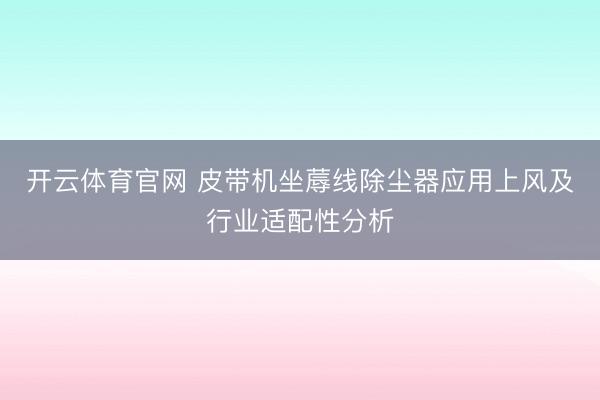开云体育官网 皮带机坐蓐线除尘器应用上风及行业适配性分析