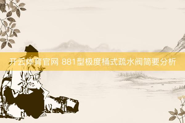 开云体育官网 881型极度桶式疏水阀简要分析