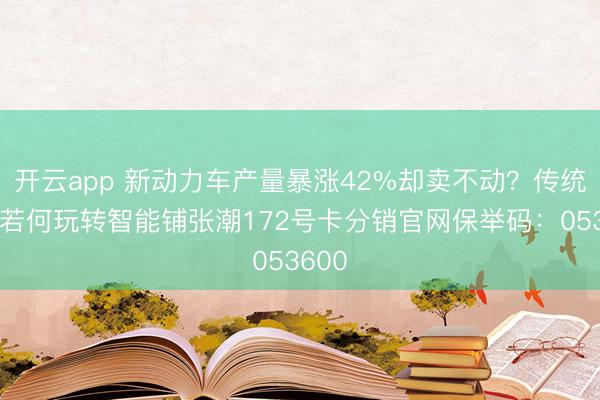 开云app 新动力车产量暴涨42%却卖不动？传统大省若何玩转智能铺张潮172号卡分销官网保举码：053600