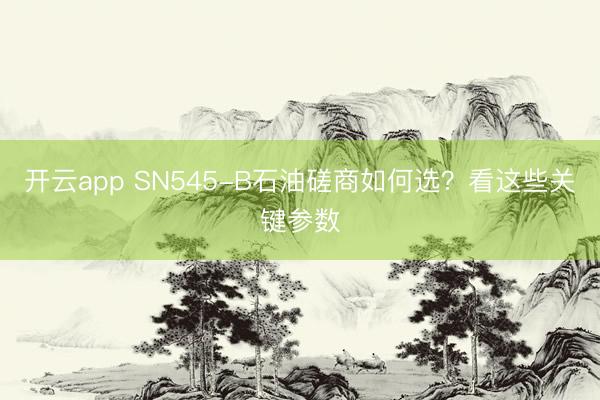 开云app SN545-B石油磋商如何选？看这些关键参数