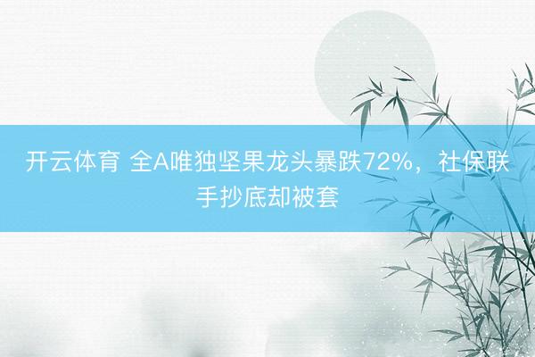 开云体育 全A唯独坚果龙头暴跌72%,社保联手抄底却被套