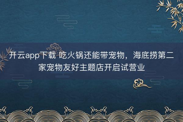 开云app下载 吃火锅还能带宠物，海底捞第二家宠物友好主题店开启试营业