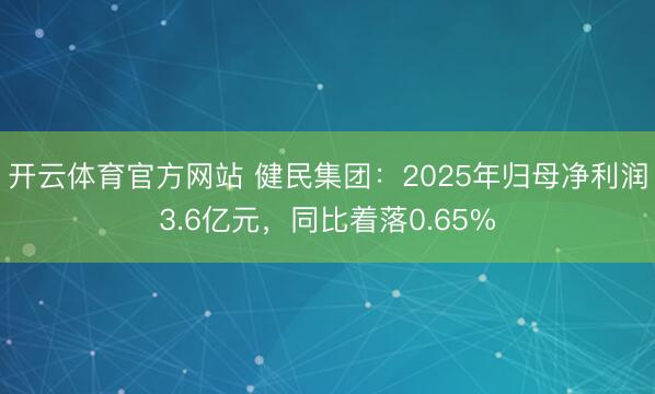 开云体育官方网站 健民集团：2025年归母净利润3.6亿元，同比着落0.65%