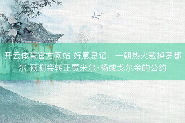 开云体育官方网站 好意思记：一朝热火裁掉罗都尔 预测会转正贾米尔·杨或戈尔金的公约