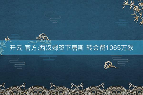 开云 官方:西汉姆签下唐斯 转会费1065万欧