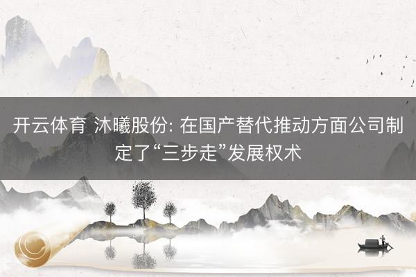 开云体育 沐曦股份: 在国产替代推动方面公司制定了“三步走”发展权术