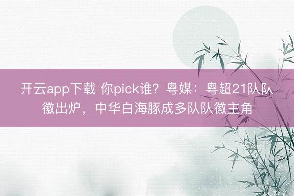 开云app下载 你pick谁？粤媒：粤超21队队徽出炉，中华白海豚成多队队徽主角