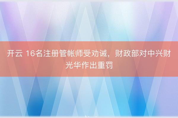 开云 16名注册管帐师受劝诫，财政部对中兴财光华作出重罚